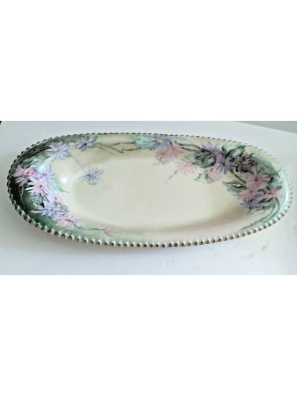 Antique D & C Limoges France Serving Platter 13" x 6" Signed D. Montery